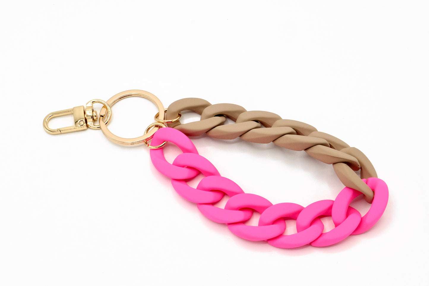 Schlüsselanhänger mit Karabiner "RUBBER EDITION" Neon Pink/Beige