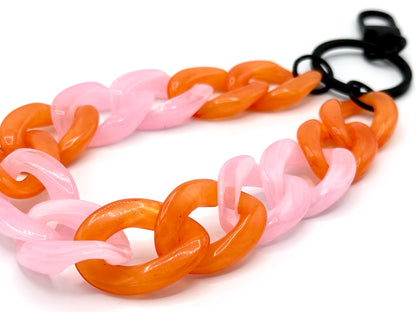 Schlüsselanhänger mit Karabiner Orange/Rosa