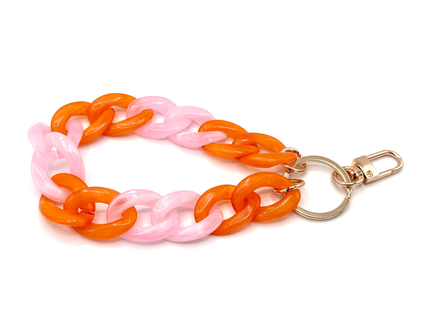 Schlüsselanhänger mit Karabiner Orange/Rosa