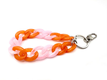 Schlüsselanhänger mit Karabiner Orange/Rosa