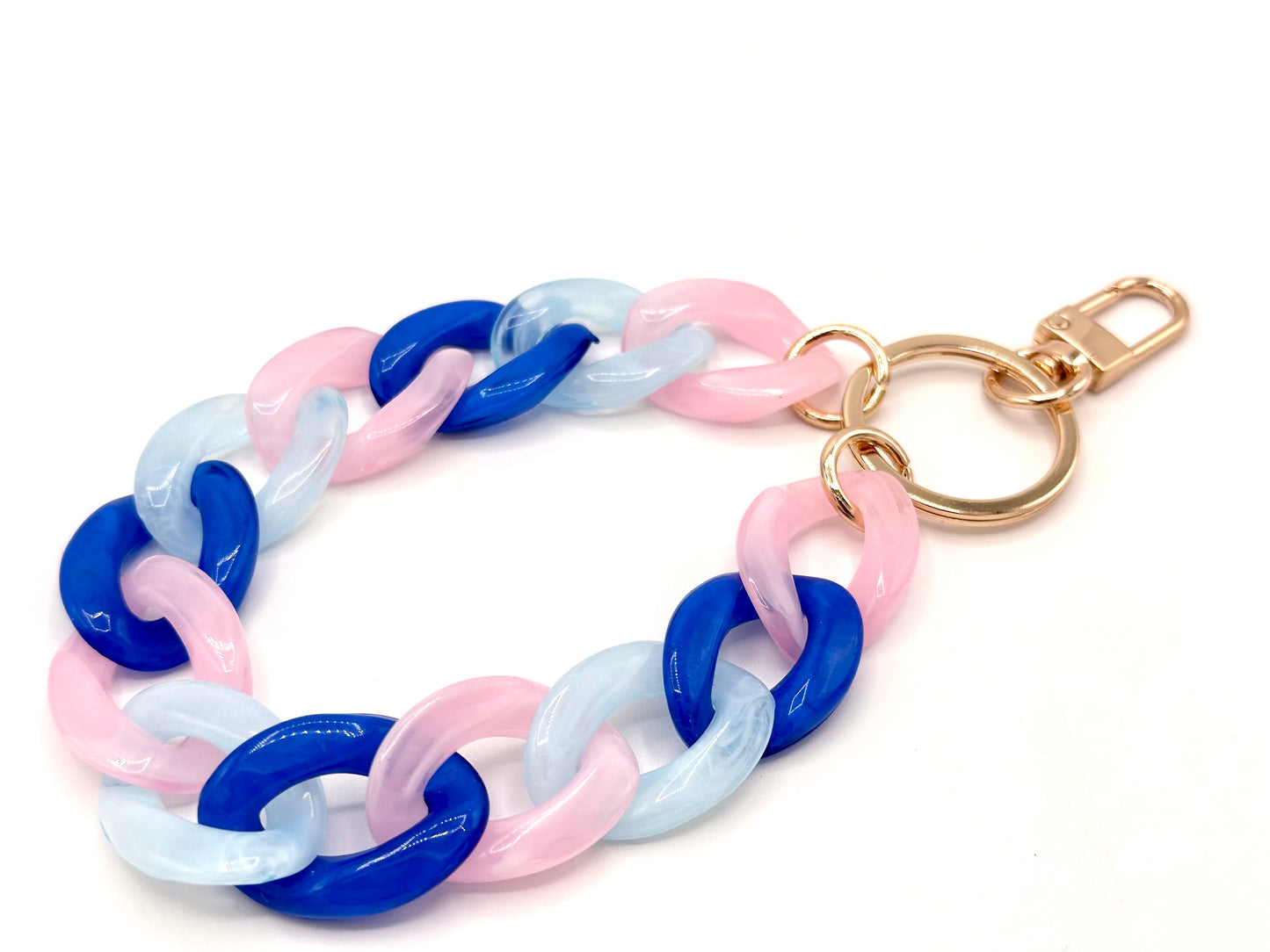 Schlüsselanhänger mit Karabiner Rosa/Blau