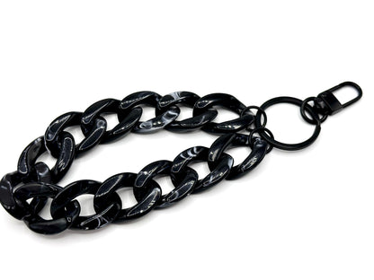 Schlüsselanhänger mit Karabiner Schwarz marmoriert