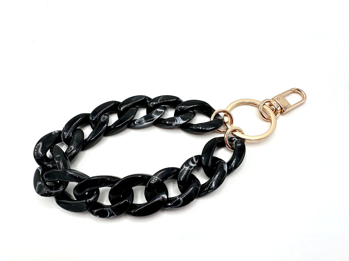 Schlüsselanhänger mit Karabiner Schwarz marmoriert