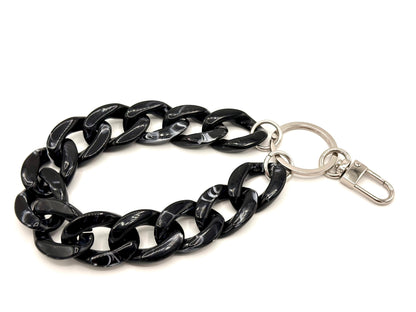 Schlüsselanhänger mit Karabiner Schwarz marmoriert