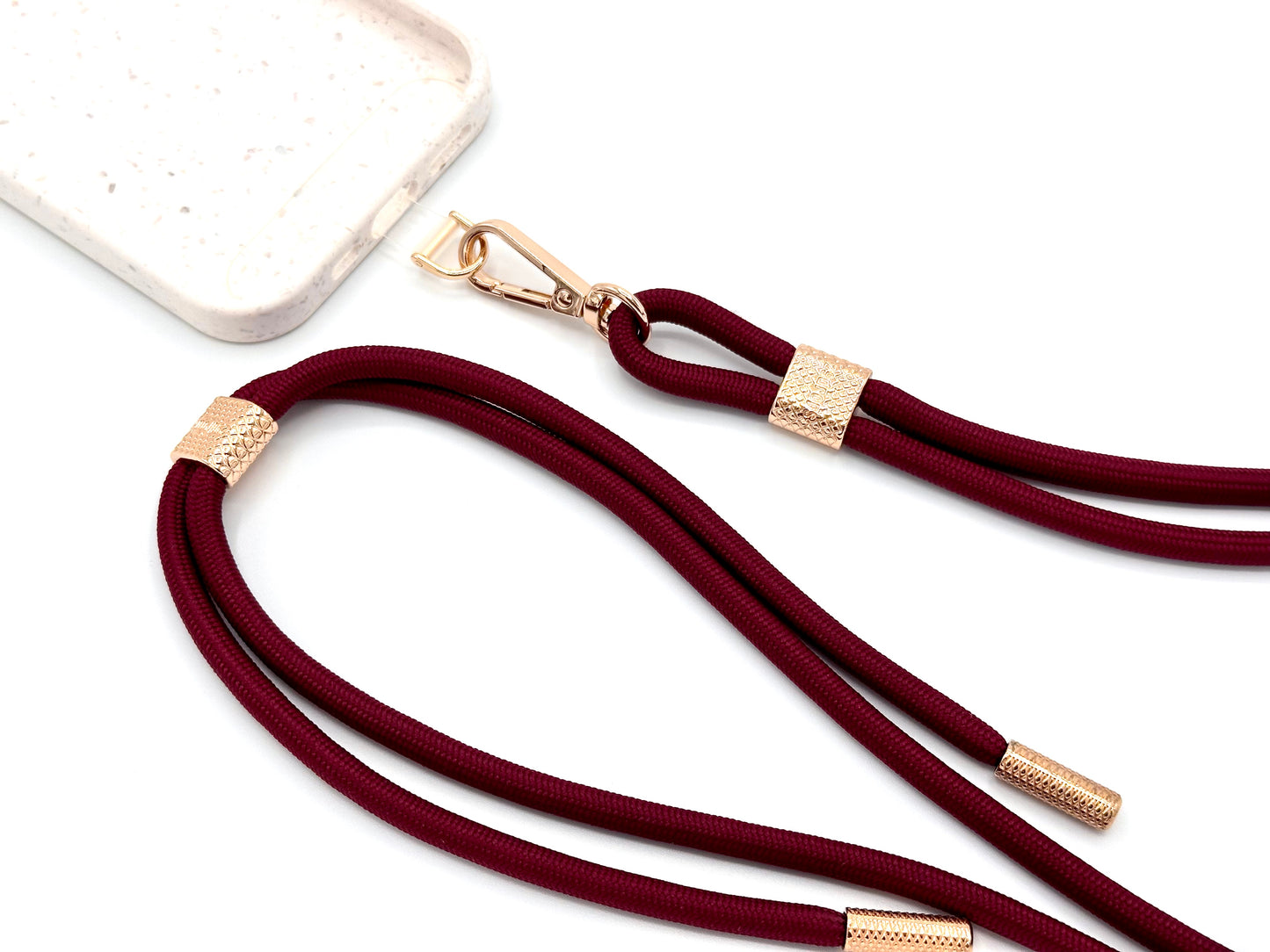 Universal Handykette Kordel mit Karabiner Bordeaux Rot