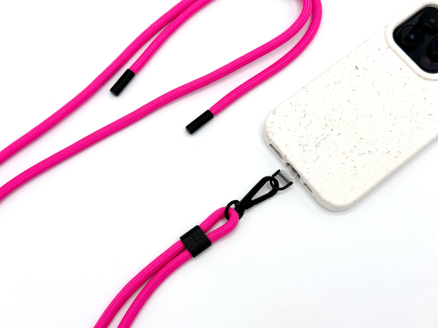 Universal Handykette Kordel mit Karabiner Neon Pink