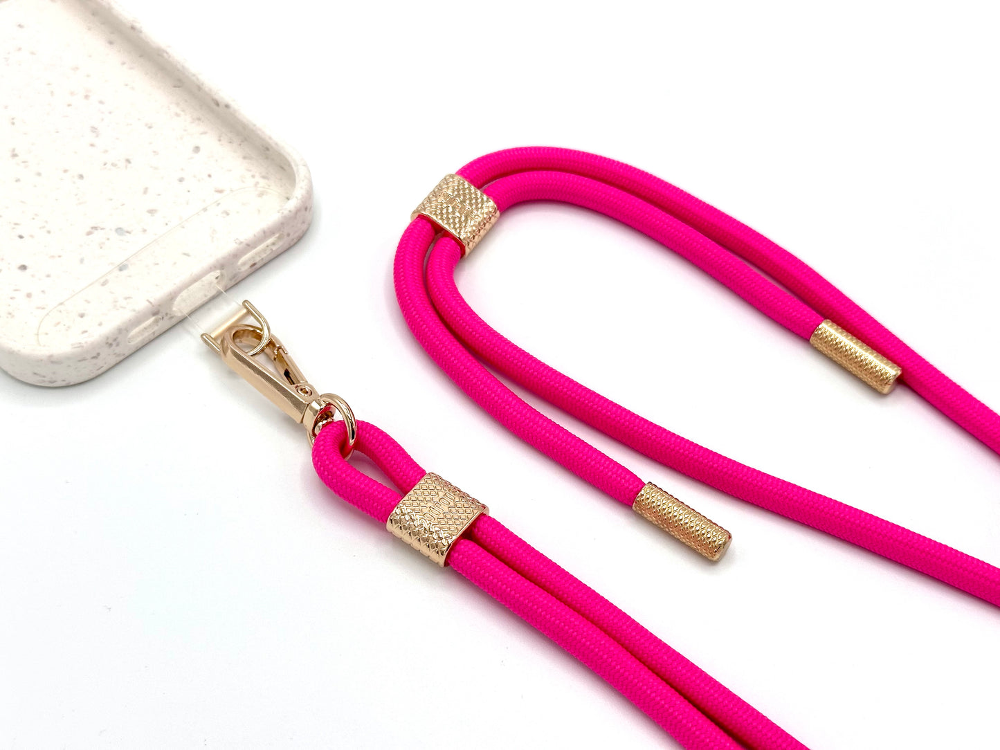 Universal Handykette Kordel mit Karabiner Neon Pink
