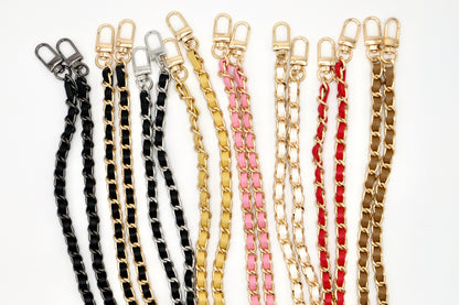 Handykette - Metall/veganes Leder mit Karabiner - Rot/Gold