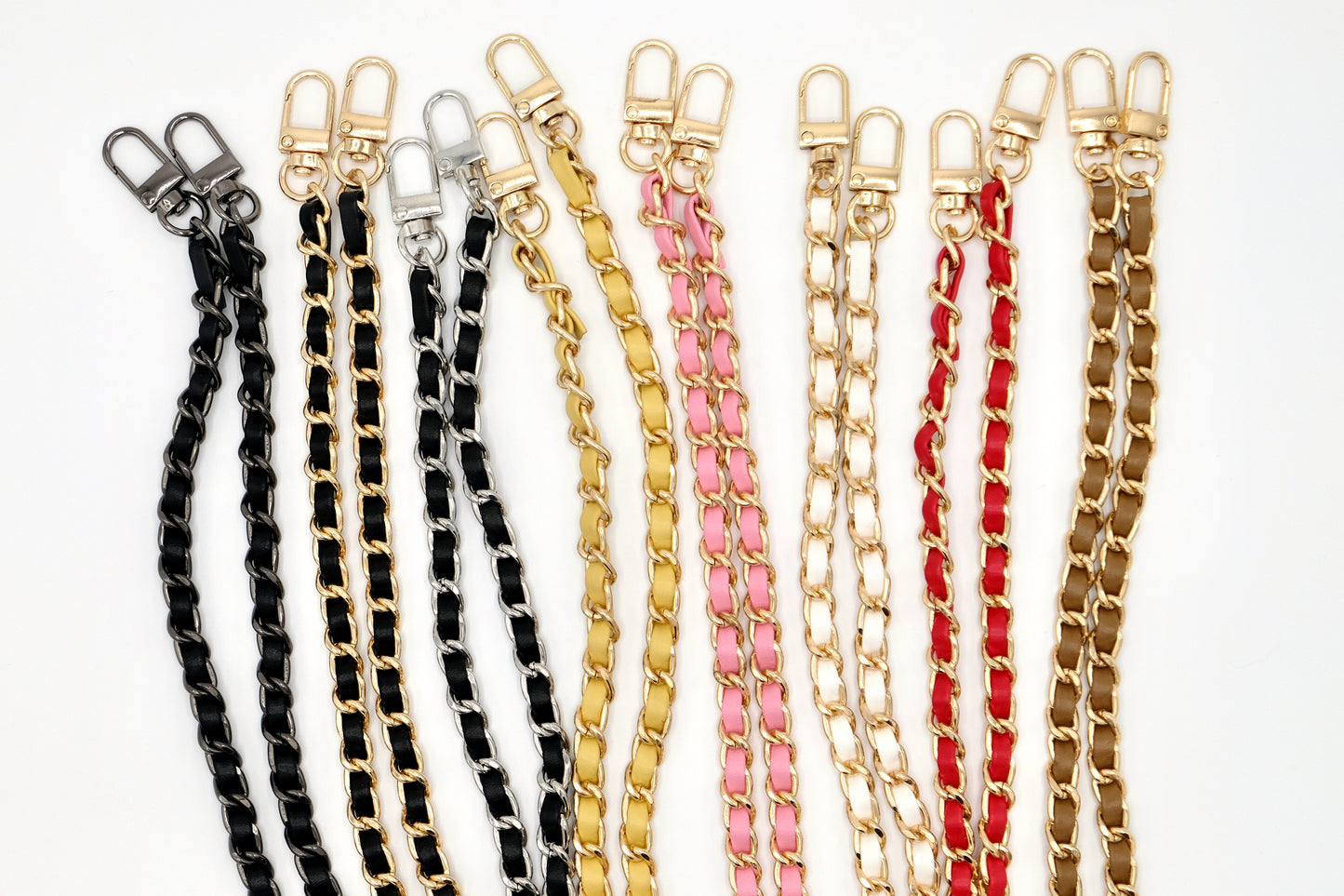 Handykette - Metall/veganes Leder mit Karabiner - Rosa/Gold