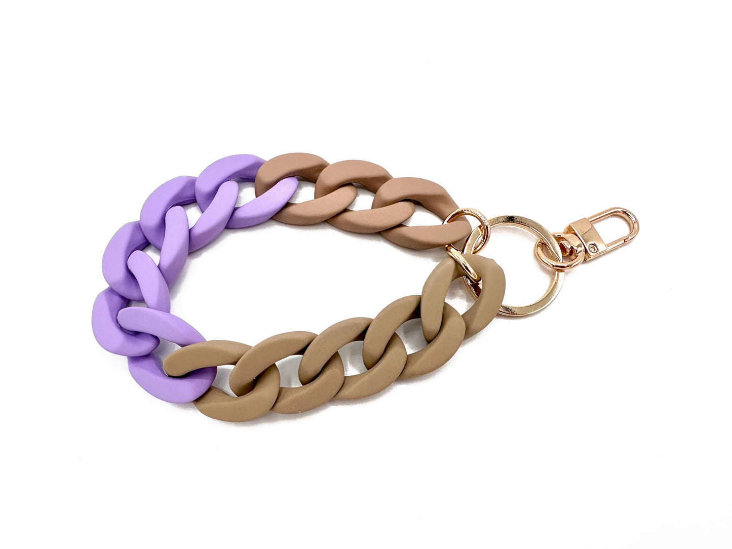 Schlüsselanhänger mit Karabiner "RUBBER EDITION" Beige/Lila