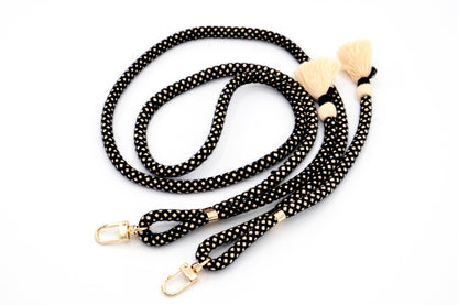 Handykette - Baumwollkordel mit 2 Karabinern Black MixHandykette -
