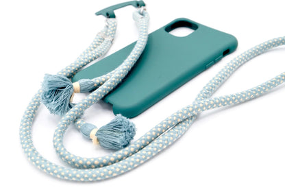 Handykette - Baumwollkordel mit 2 Karabinern Blaugrau