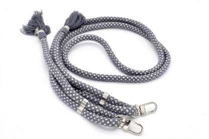 Handykette - Baumwollkordel mit 2 Karabinern Grau