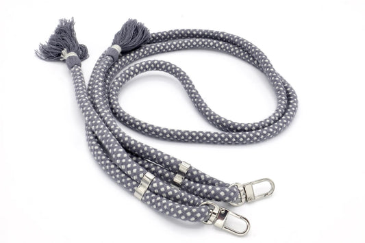 Handykette - Baumwollkordel mit 2 Karabinern Grau