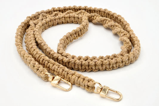 Handykette - Makramee Band mit Karabinern Beige
