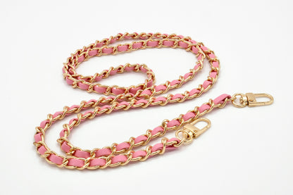 Handykette - Metall/veganes Leder mit Karabiner - Rosa/Gold
