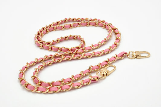 Handykette - Metall/veganes Leder mit Karabiner - Rosa/Gold