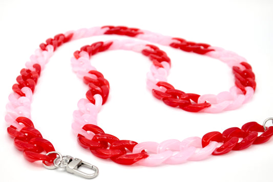 Handykette - Acryl Glieder lang Rosa-Rot