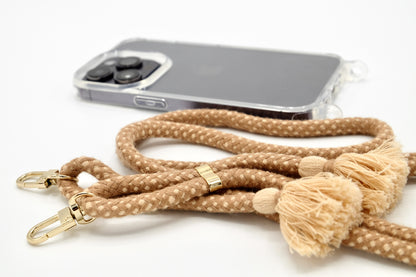 iPhone Handykette - transparente Hülle mit Baumwollkordel