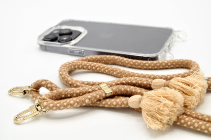iPhone Handykette - transparente Hülle mit Baumwollkordel