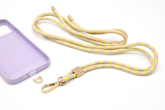 Universal Handykette Kordel mit Karabiner Gelb Mix