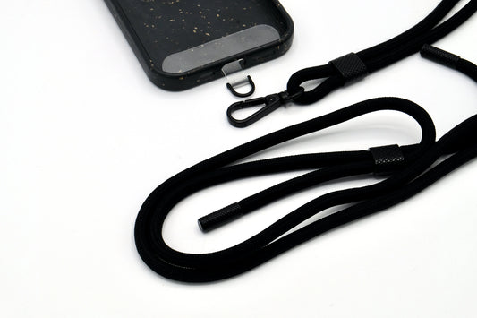 Universal Handykette Kordel mit Karabiner Schwarz